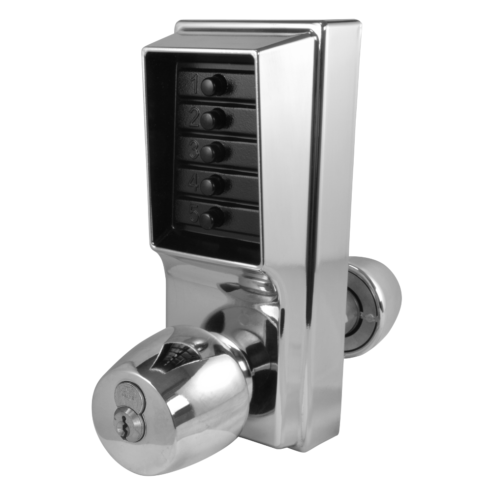 DORMAKABA Simplex 1000 Series 1021B Knob Operated Digital Lock With Key Override With Cylinder 1021B-26D - Satin Chrome