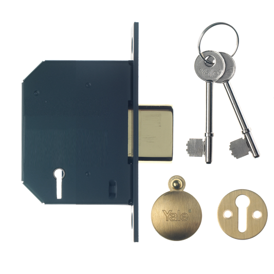 YALE PM552 5 Lever Deadlock 64mm Keyed To Differ Pro - Polished Brass