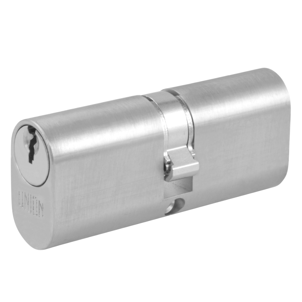 UNION 2X6 Oval Double Cylinder 74mm 37/37 32/10/32 Keyed Alike `WVL482` - Satin Chrome