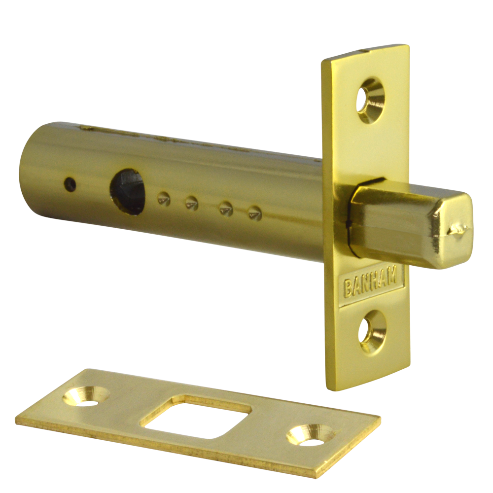 Banham R102 Door Security Bolt - Key 76mm - Polished Brass