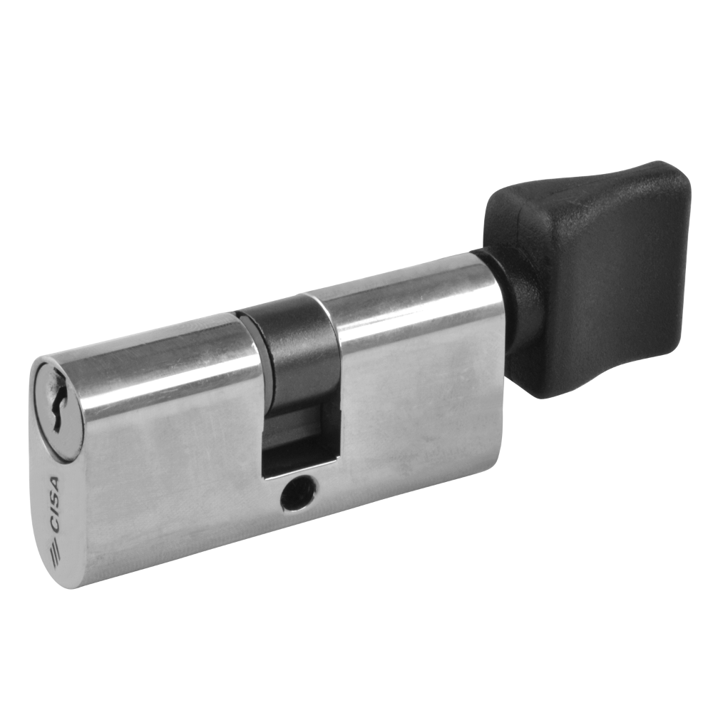 CISA C2000 Small Oval Key & Turn Cylinder 55mm 27.5/T27.5 22.5/10/T22.5 Keyed To Differ - Nickel Plated