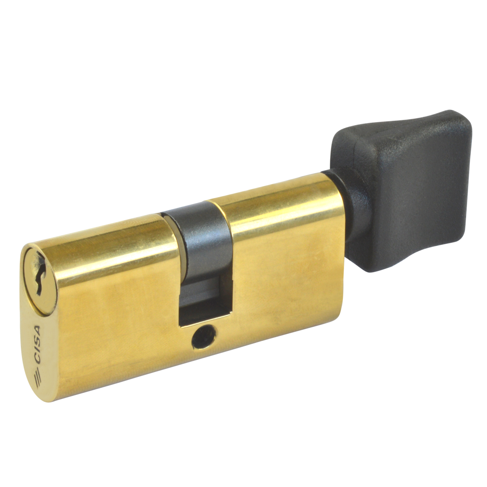 CISA C2000 Small Oval Key & Turn Cylinder 55mm 27.5/T27.5 22.5/10/T22.5 Keyed To Differ - Polished Brass