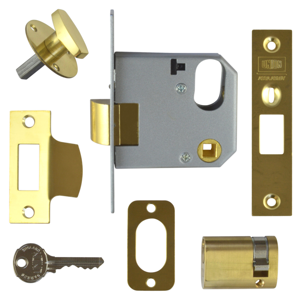 UNION 2332 Oval Nightlatch 76mm - Polished Lacquered Brass