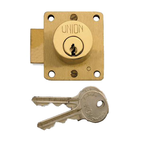 UNION 4110 Cylinder Straight Cupboard Lock 50mm Keyed To Differ - Polished Lacquered Brass