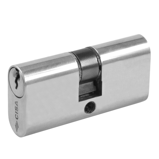 CISA C2000 Small Oval Double Cylinder 55mm 27.5/27.5 22.5/10/22.5 Keyed To Differ - Nickel Plated