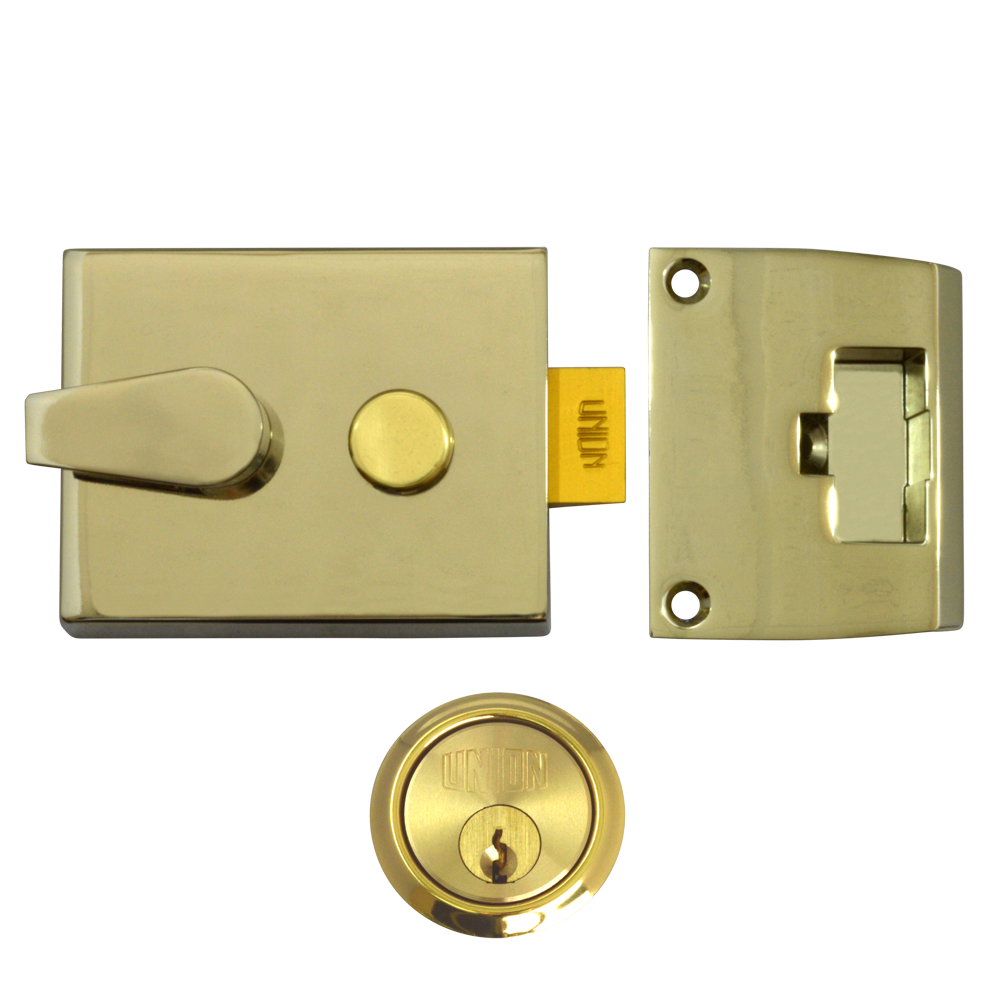 UNION 1026, 1027 & 1028 Non-Deadlocking Nightlatch 1028 60mm Case Cyl Pro - Electro Brass