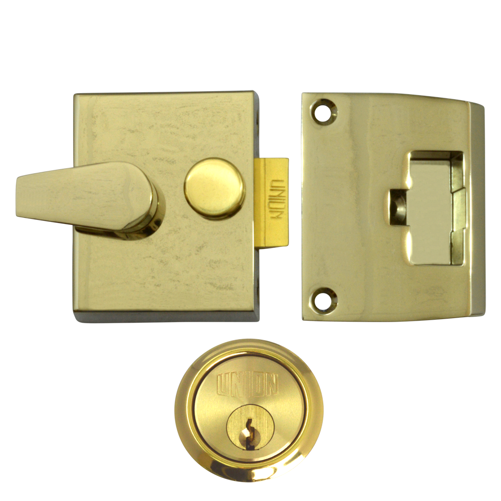 UNION 1026, 1027 & 1028 Non-Deadlocking Nightlatch 1027 40mm Case Cyl Pro - Electro Brass