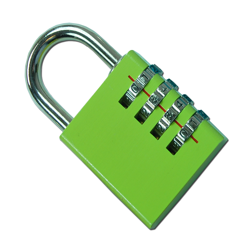 ASEC Coloured Aluminium Open Shackle Combination Padlock 40mm Pro - Assorted Colours