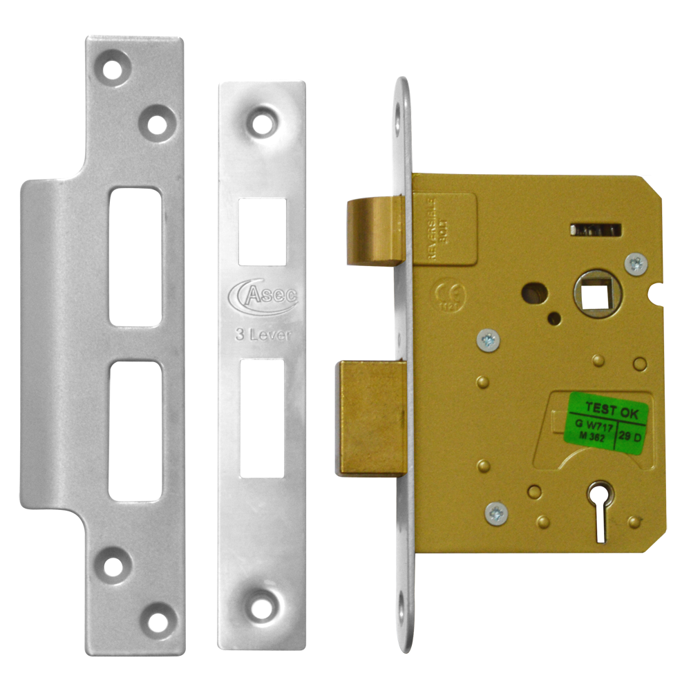 ASEC 3 Lever Sashlock 76mm Keyed To Differ Pro - Stainless Steel
