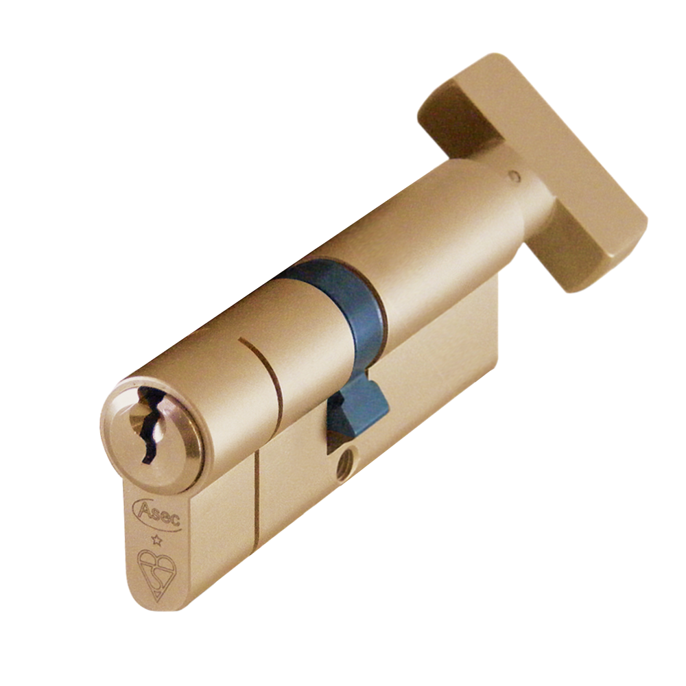 ASEC Kite BS 1 Star Kitemarked Euro Key & Turn Cylinder 80mm 40/T40 35/10/T35 Keyed To Differ Pro - Satin Brass