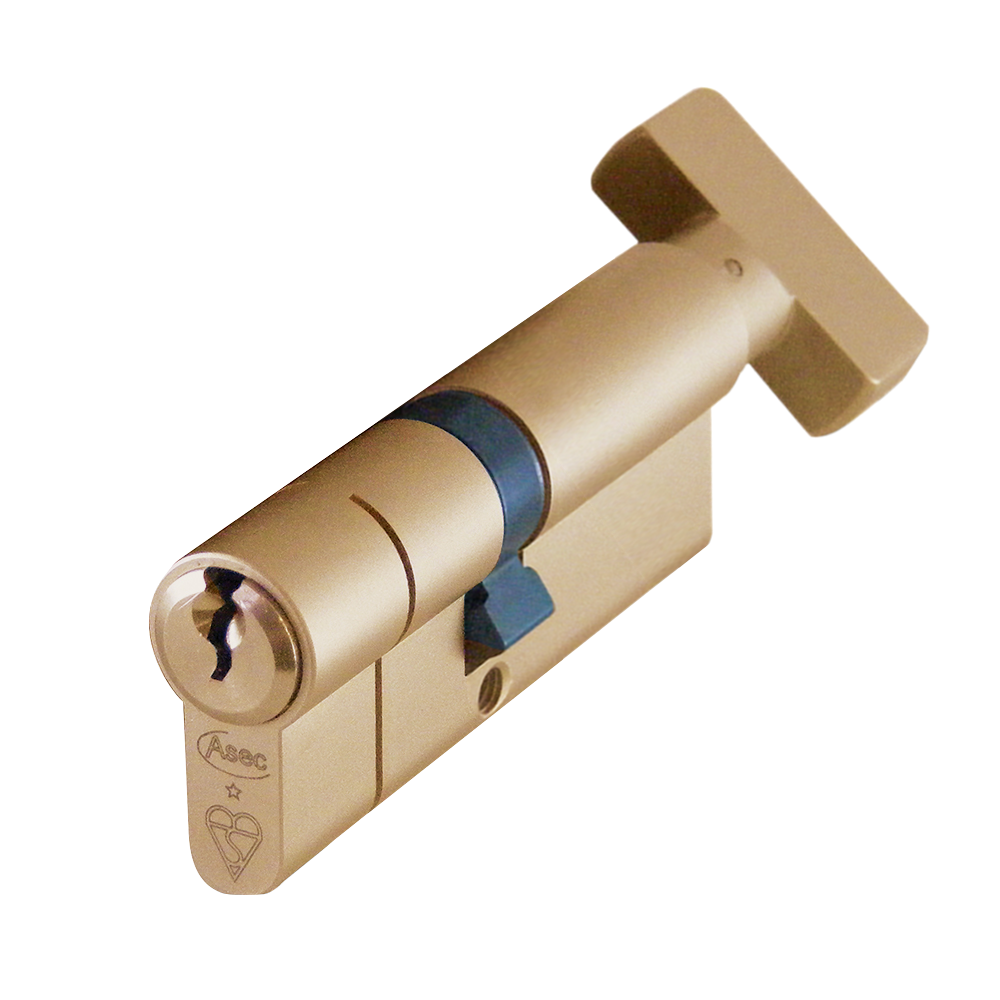 ASEC Kite BS 1 Star Kitemarked Euro Key & Turn Cylinder 75mm 35/T40 30/10/T35 Keyed To Differ Pro - Satin Brass