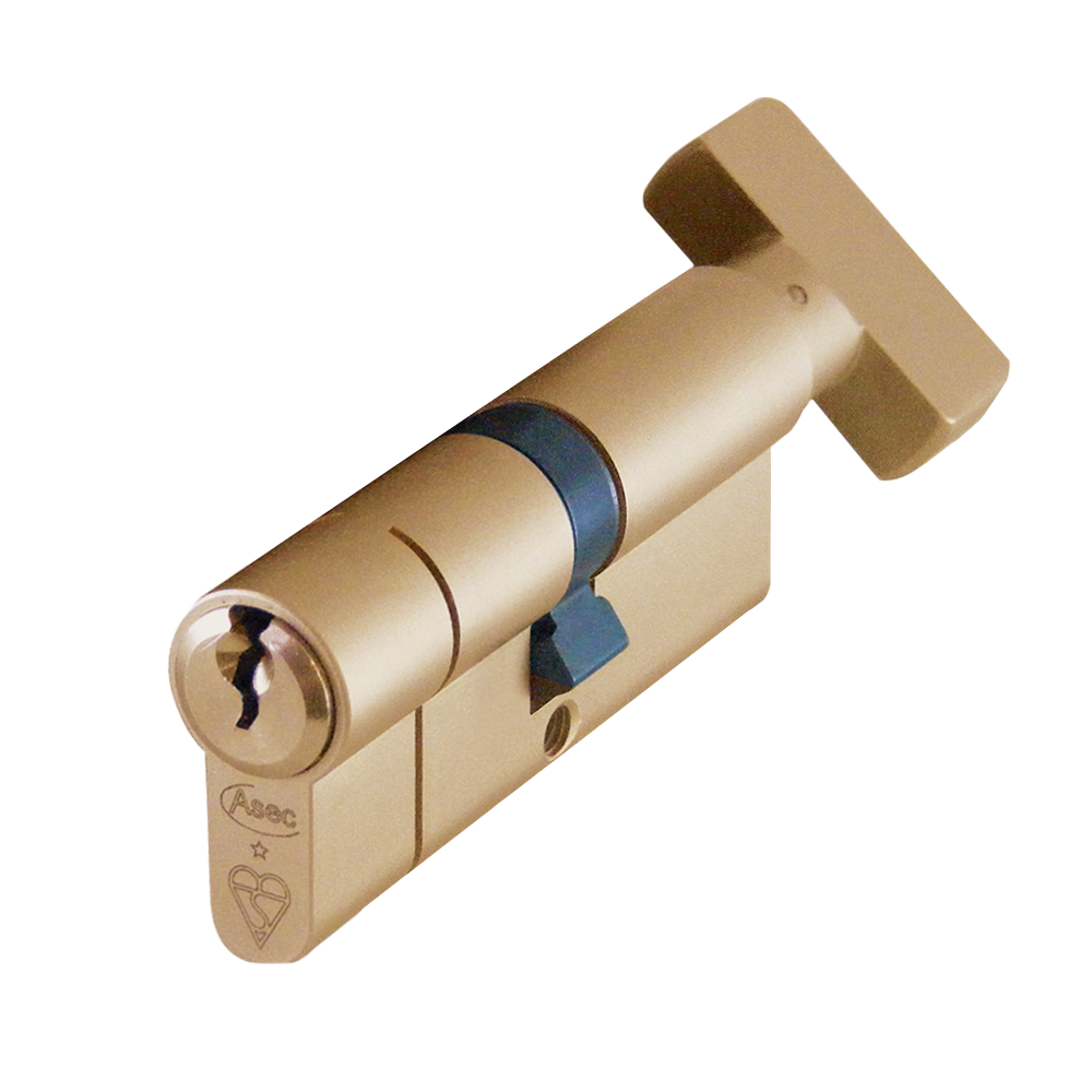 ASEC Kite BS 1 Star Kitemarked Euro Key & Turn Cylinder 75mm 40/T35 35/10/T30 Keyed To Differ Pro - Satin Brass