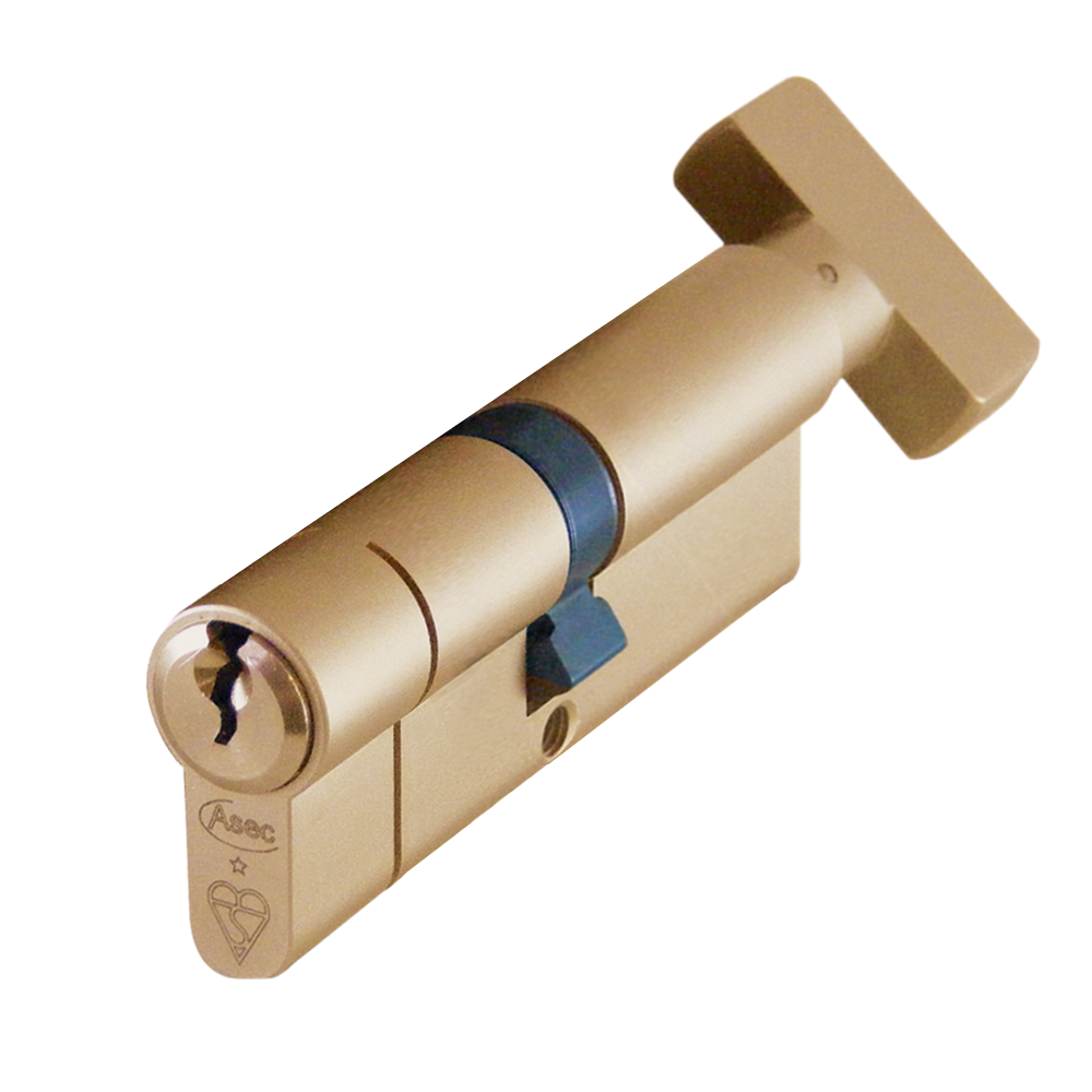 ASEC Kite BS 1 Star Kitemarked Euro Key & Turn Cylinder 85mm 45/T40 40/10/T35 Keyed To Differ Pro - Satin Brass