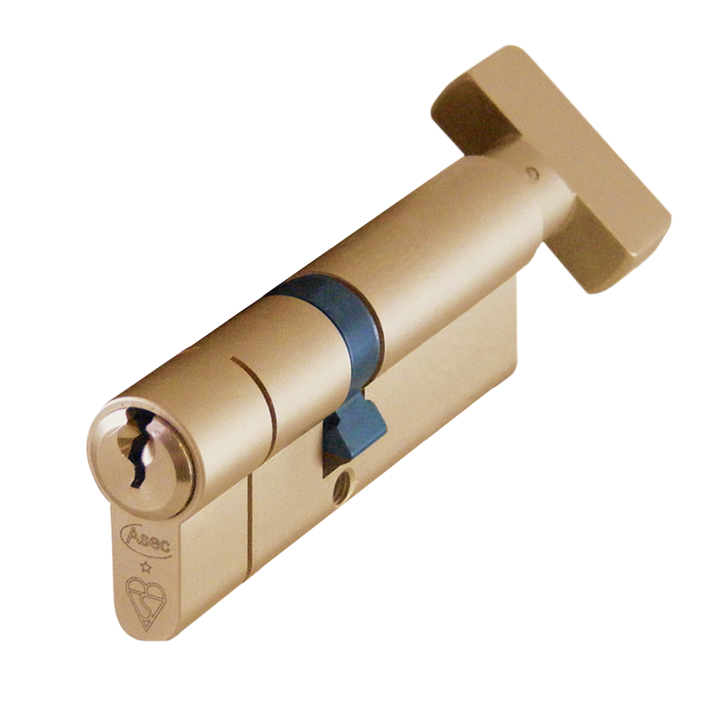 ASEC Kite BS 1 Star Kitemarked Euro Key & Turn Cylinder 85mm 40/T45 35/10/T40 Keyed To Differ Pro - Satin Brass
