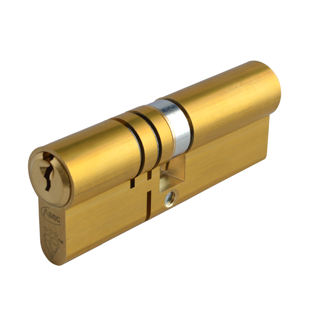 ASEC Kite Elite 3 Star Snap Resistant Double Euro Cylinder 80mm 35Ext/45 30/10/40 Keyed To Differ Pro - Satin Brass