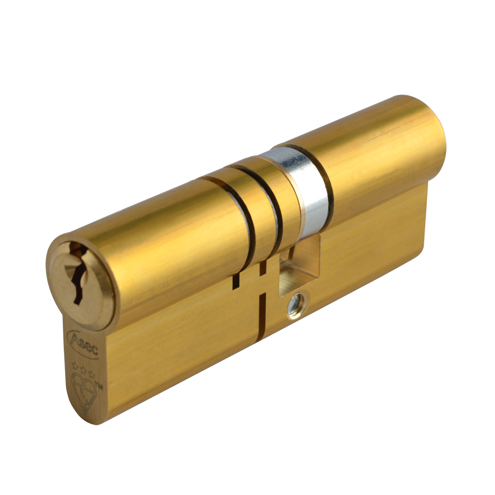ASEC Kite Elite 3 Star Snap Resistant Double Euro Cylinder 80mm 45Ext/35 40/10/30 Keyed To Differ Pro - Satin Brass