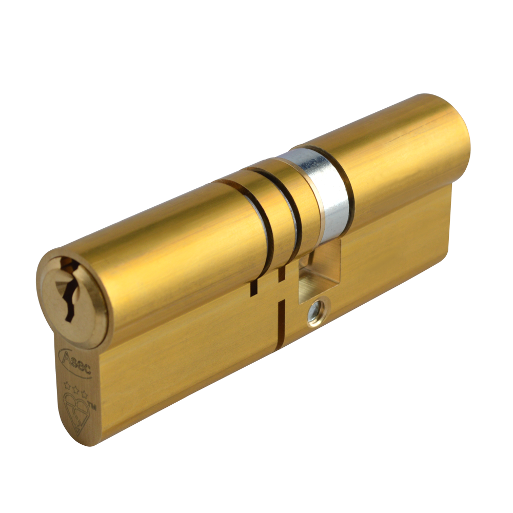 ASEC Kite Elite 3 Star Snap Resistant Double Euro Cylinder 90mm 55Ext/35 50/10/30 Keyed To Differ Pro - Satin Brass