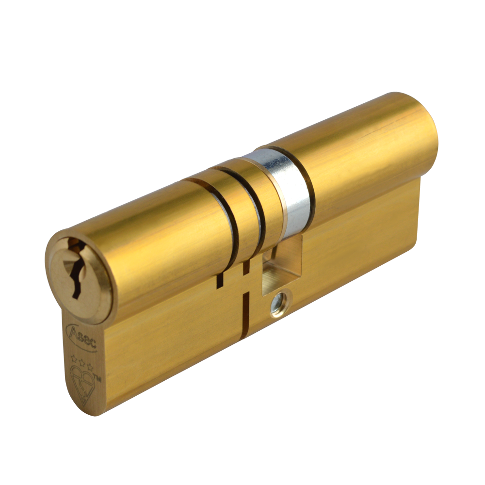 ASEC Kite Elite 3 Star Snap Resistant Double Euro Cylinder 80mm 40Ext/40 35/10/35 Keyed To Differ Pro - Satin Brass