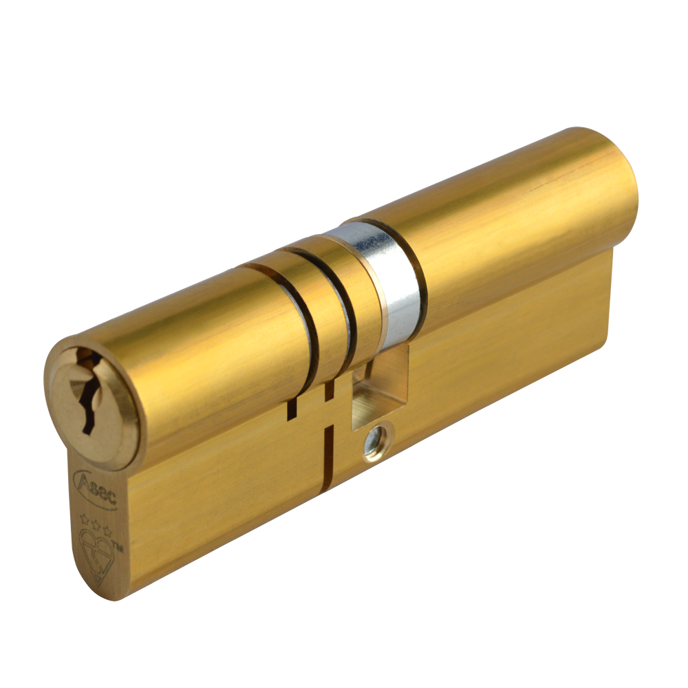ASEC Kite Elite 3 Star Snap Resistant Double Euro Cylinder 90mm 40Ext/50 35/10/45 Keyed To Differ Pro - Satin Brass