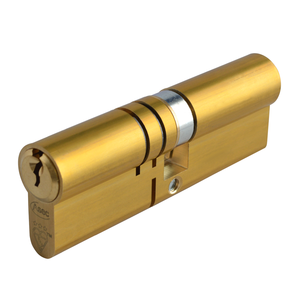 ASEC Kite Elite 3 Star Snap Resistant Double Euro Cylinder 95mm 50Ext/45/10/40 Keyed To Differ Pro - Satin Brass