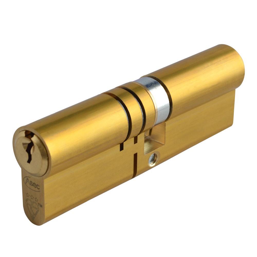 ASEC Kite Elite 3 Star Snap Resistant Double Euro Cylinder 100mm 55Ext/45 50/10/40 Keyed To Differ Pro - Satin Brass
