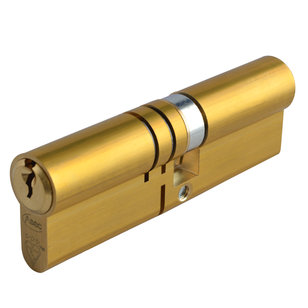 ASEC Kite Elite 3 Star Snap Resistant Double Euro Cylinder 105mm 60Ext/45 55/10/40 Keyed To Differ Pro - Satin Brass