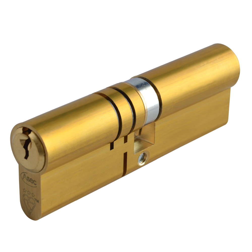 ASEC Kite Elite 3 Star Snap Resistant Double Euro Cylinder 100mm 50Ext/50 45/10/45 Keyed To Differ Pro - Satin Brass