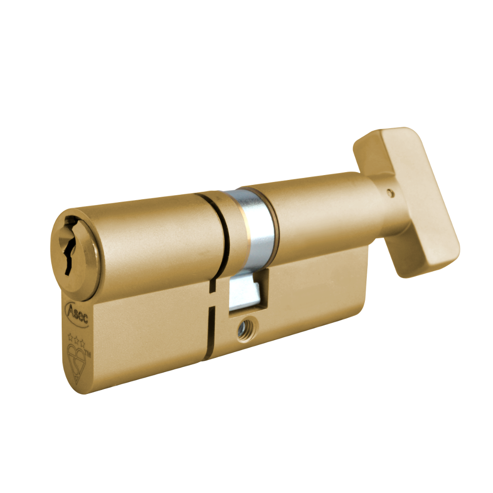 ASEC Kite Elite 3 Star Snap Resistant Euro Key & Turn Cylinder 70mm 35Ext/T35 30/10/30T Keyed To Differ Pro - Satin Brass