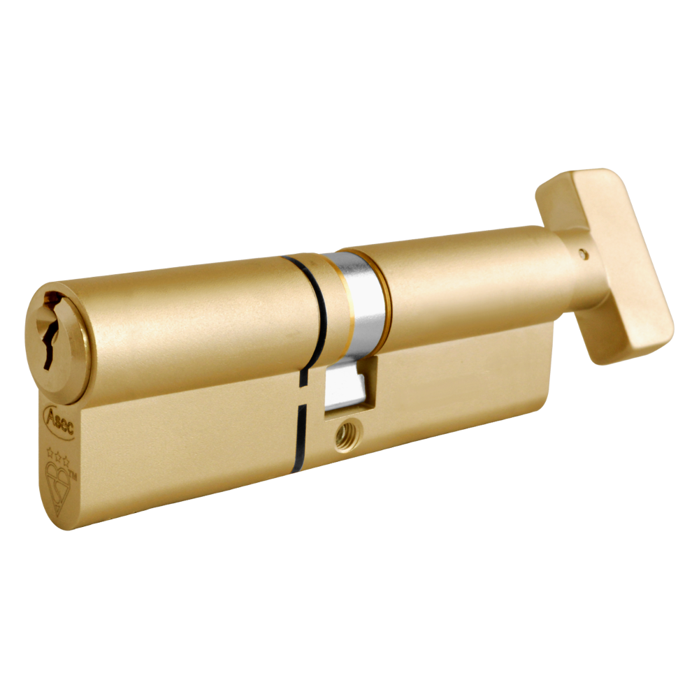 ASEC Kite Elite 3 Star Snap Resistant Euro Key & Turn Cylinder 100mm 45Ext/T55 40/10/50T Keyed To Differ Pro - Satin Brass