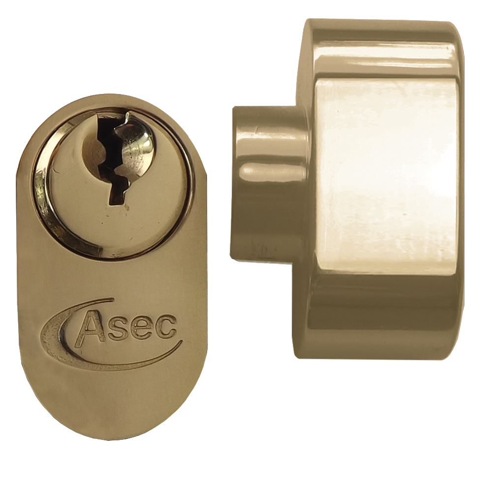 ASEC 5-Pin Oval Key & Turn Cylinder 70mm 35/T35 30/10/T30 Keyed To Differ Pro - Polished Brass