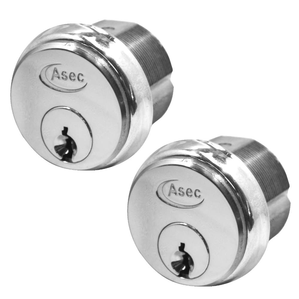 ASEC 5-Pin Screw-In Cylinder Keyed Alike Pair Pro - Satin Chrome