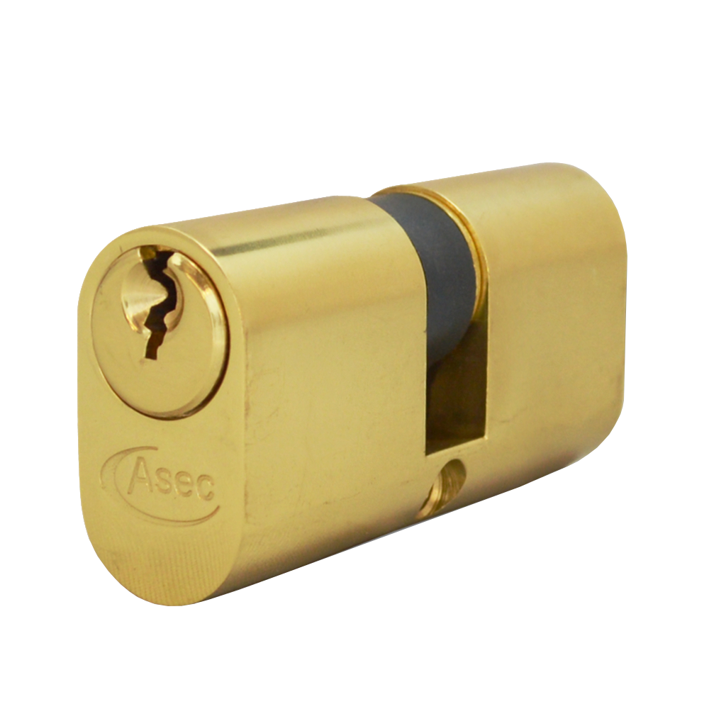 ASEC 6-Pin Oval Double Cylinder 70mm 35/35 30/10/30 Keyed To Differ Pro - Polished Brass