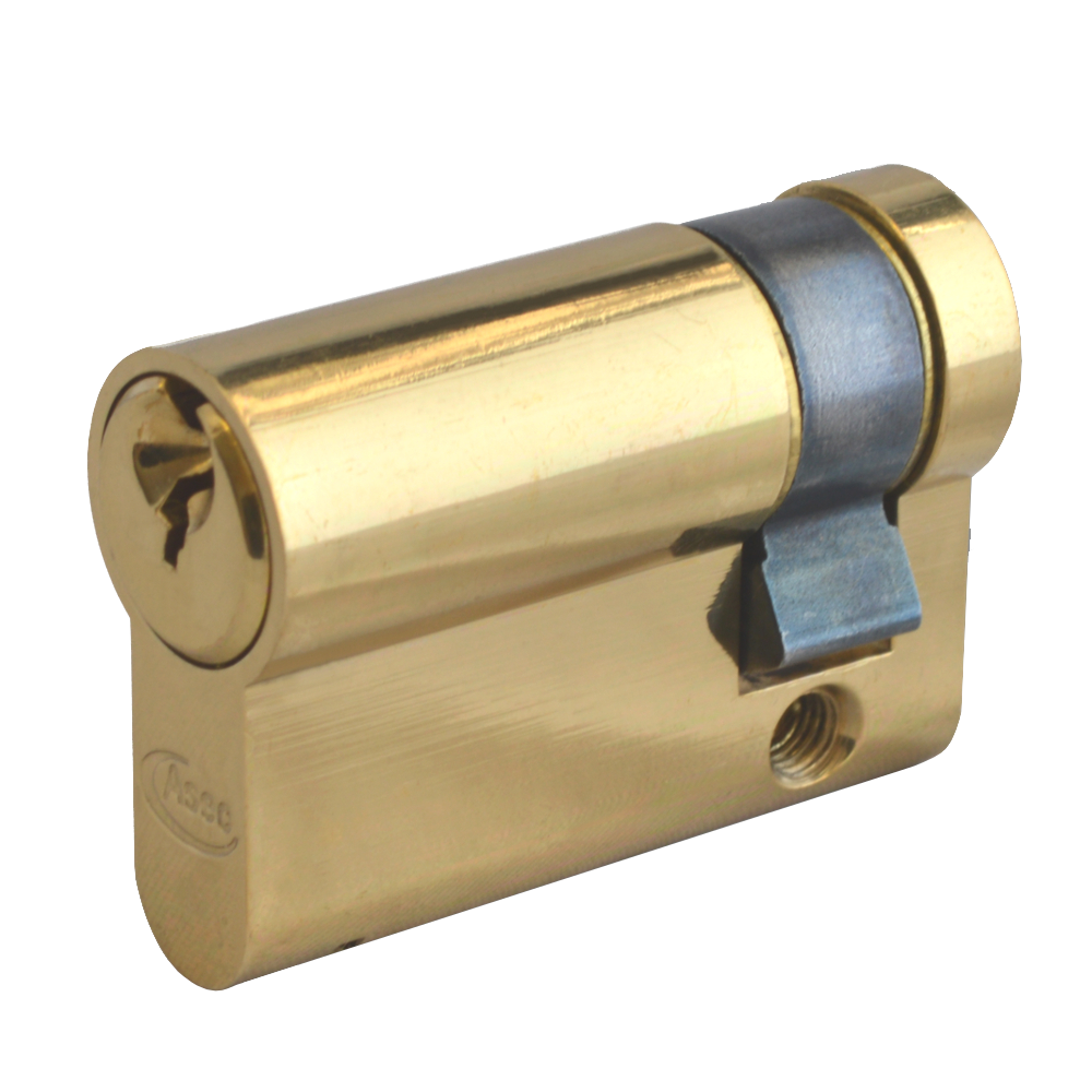 ASEC 6-Pin Euro Half Cylinder 45mm 35/10 Keyed To Differ Pro - Polished Brass