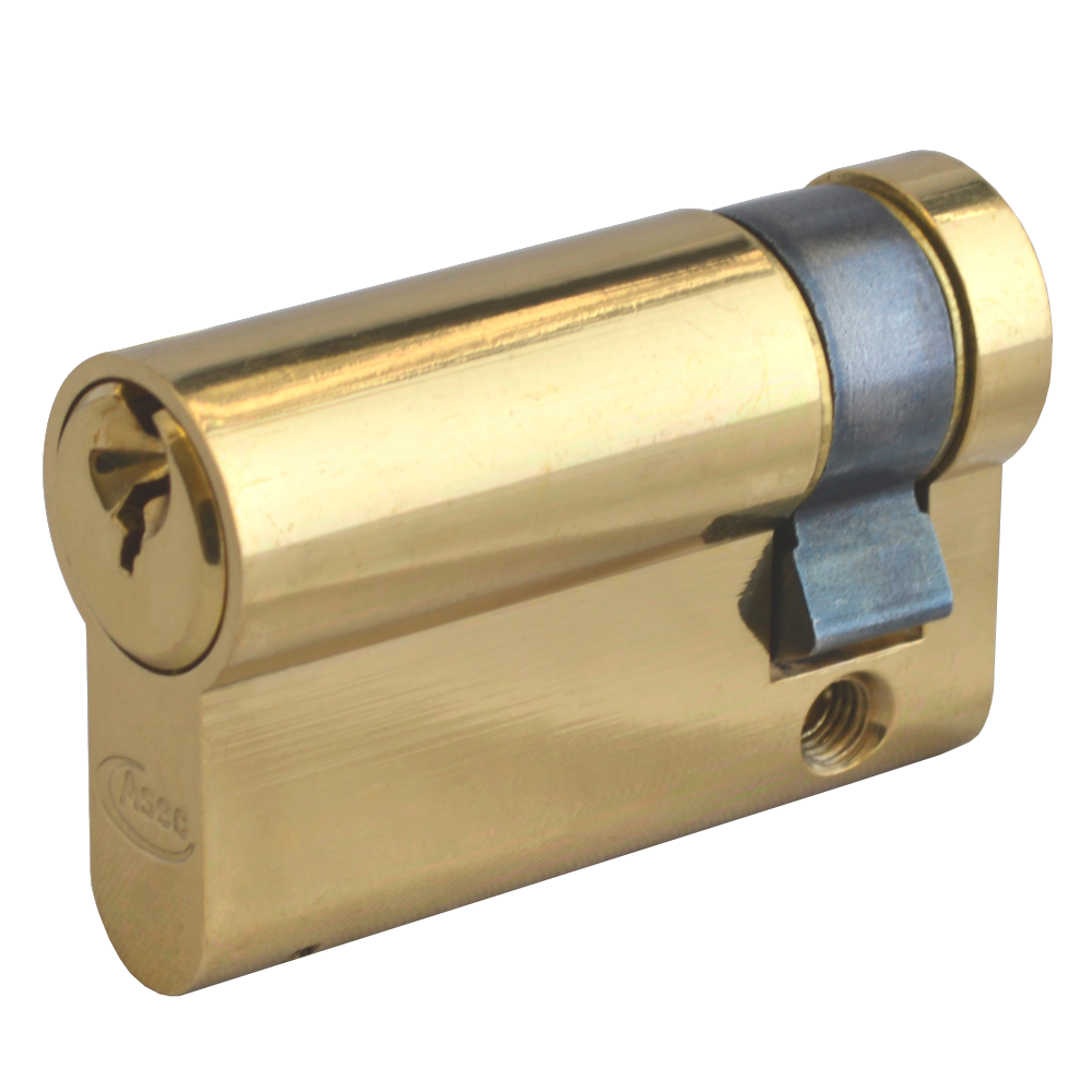 ASEC 6-Pin Euro Half Cylinder 50mm 40/10 Keyed To Differ Pro - Polished Brass