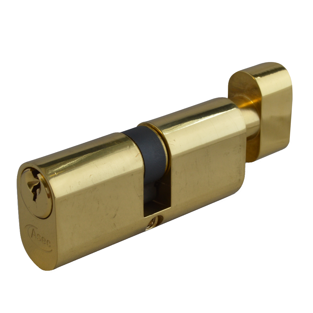 ASEC 6-Pin Oval Key & Turn Cylinder 70mm 35/T35 30/10/T30 Keyed To Differ Pro - Polished Brass