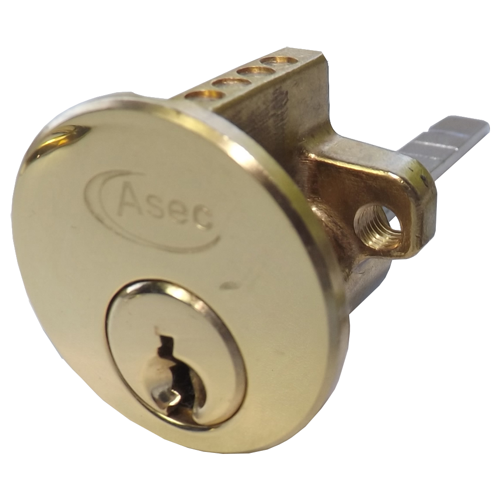 ASEC 6-Pin Rim Cylinder Keyed To Differ Pro - Polished Brass