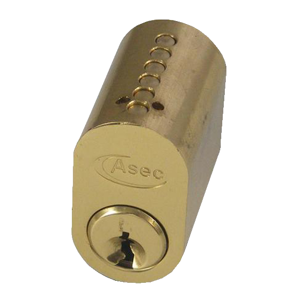 ASEC 6-Pin Scandinavian Oval External Cylinder Keyed To Differ Pro - Polished Brass