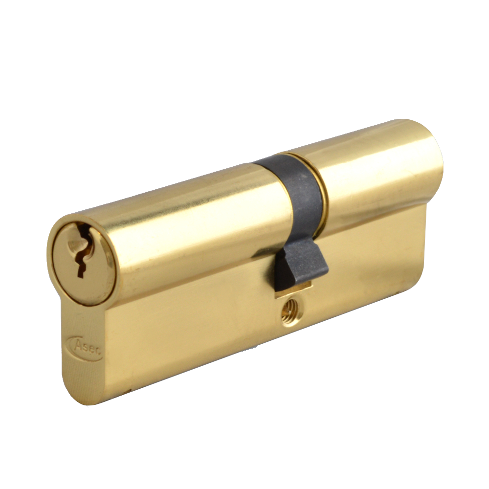 ASEC 5-Pin Euro Double Cylinder 80mm 30/50 25/10/45 Keyed To Differ Pro - Polished Brass
