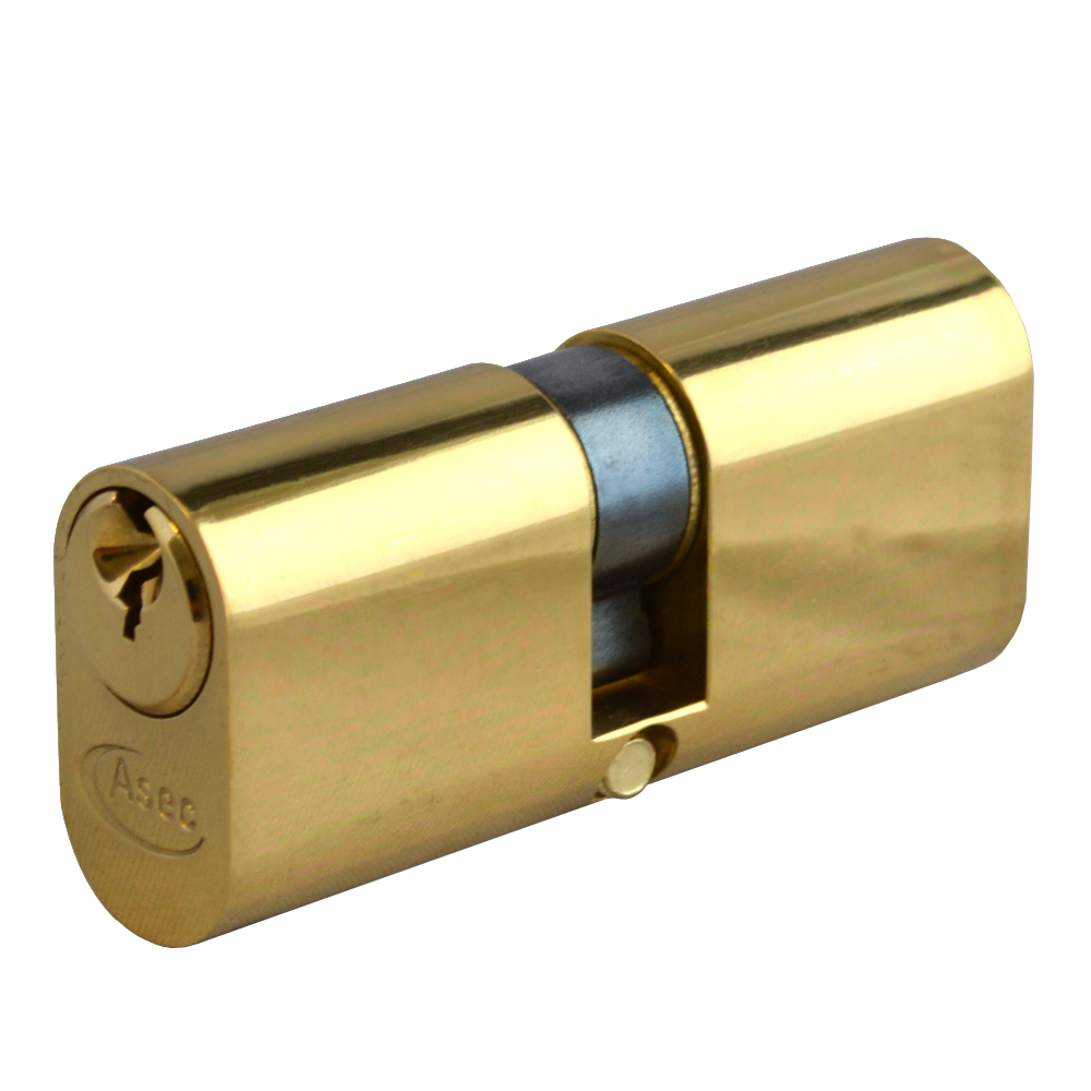 ASEC 5-Pin Oval Double Cylinder 60mm 30/30 25/10/25 Keyed To Differ Pro - Polished Brass