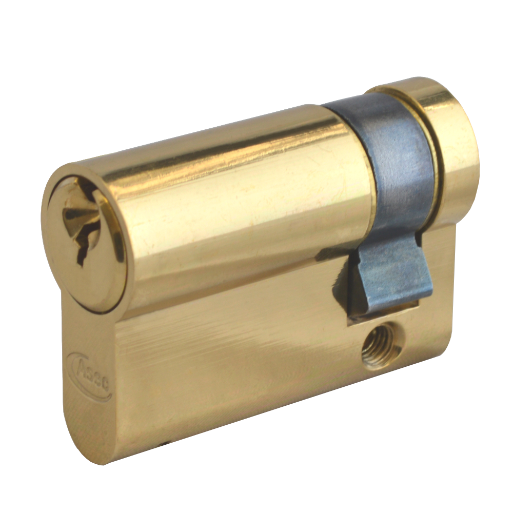 ASEC 5-Pin Euro Half Cylinder 45mm 35/10 Keyed To Differ Pro - Polished Brass