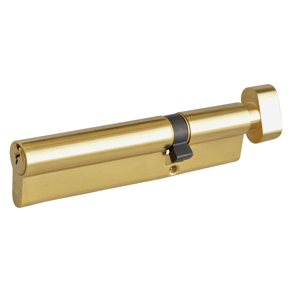 ASEC 6-Pin Euro Key & Turn Cylinder 120mm 75/T45 70/10/T40 Keyed To Differ - Polished Brass