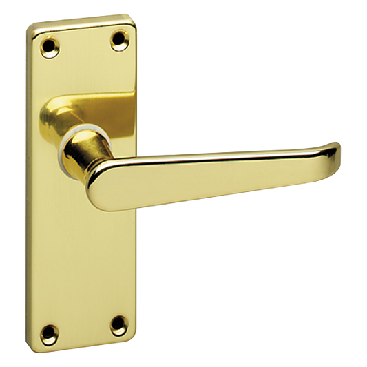 ASEC URBAN Classic Victorian Short Latch Lever on Plate Door Furniture Pro - Polished Brass