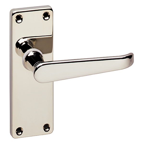ASEC URBAN Classic Victorian Short Latch Lever on Plate Door Furniture Pro - Polished Nickel