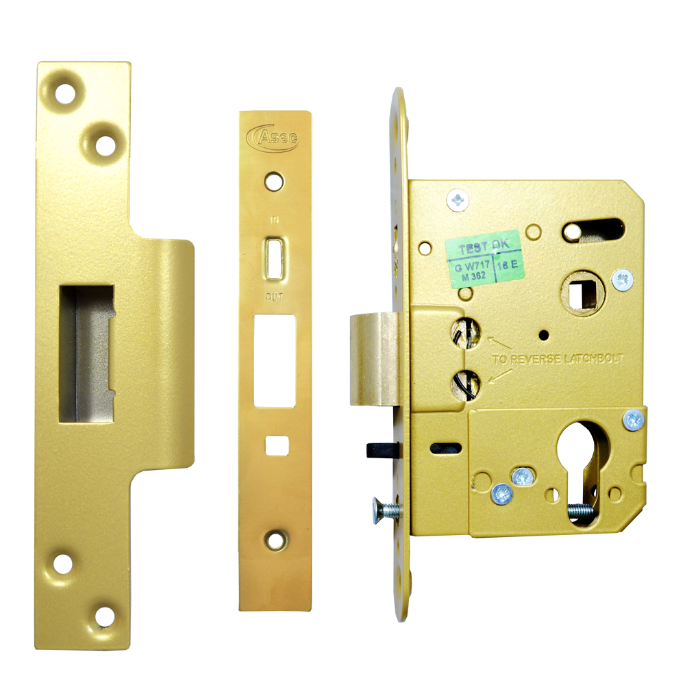 ASEC Euro Oval Nightlatch Case 76mm - Polished Brass