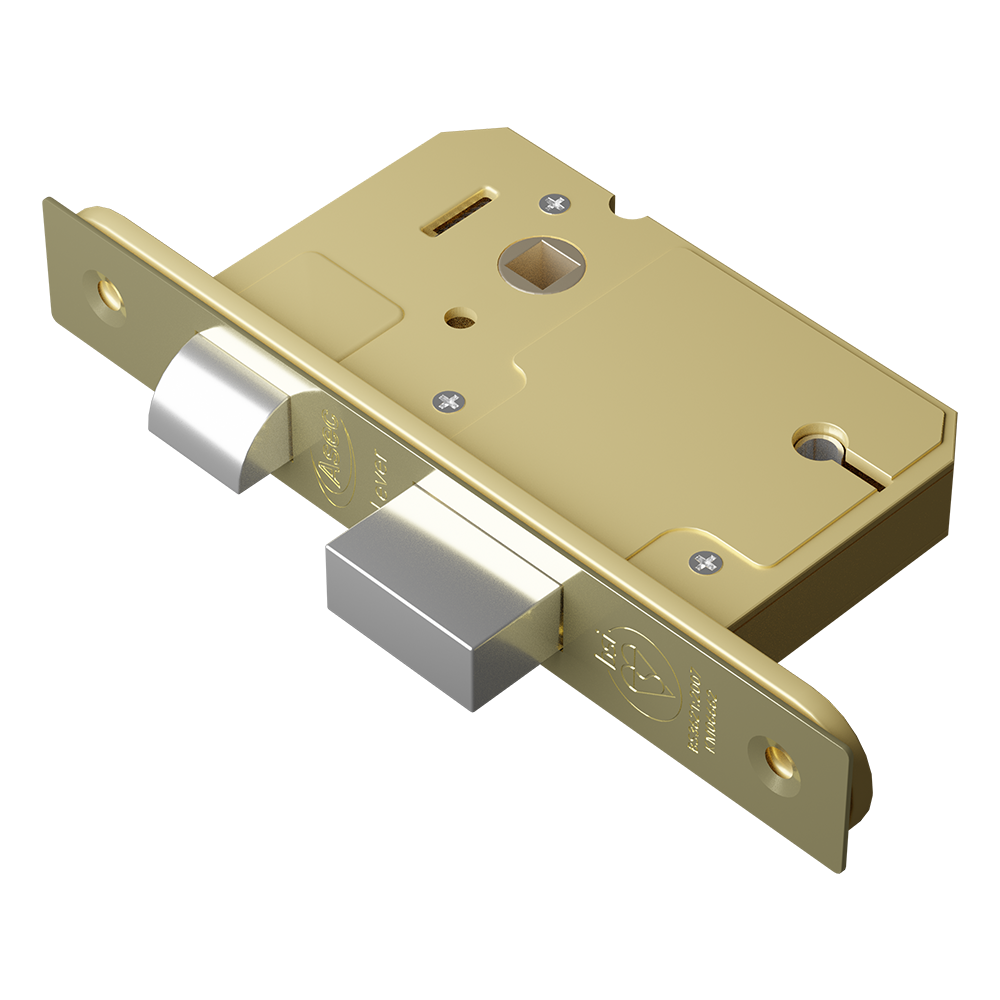 ASEC BS 5 Lever British Standard Sashlock 64mm Keyed To Differ - Polished Brass