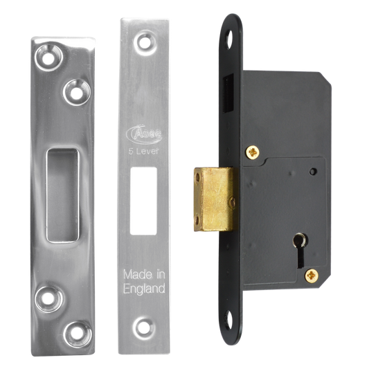 ASEC 50mm 5 Lever Deadlock 50mm Keyed To Differ - Stainless Steel