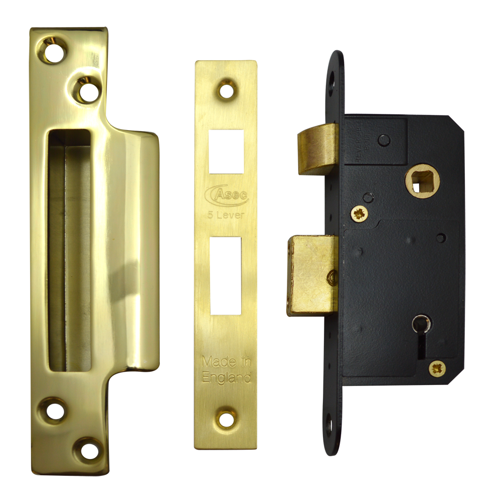 ASEC AS5512 50mm 5 Lever Sashlock 50mm Keyed To Differ - Polished Brass