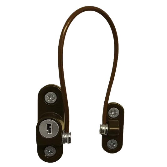 ASEC 200mm British Standard Mini Locking Cable Window Restrictor Dark Brown