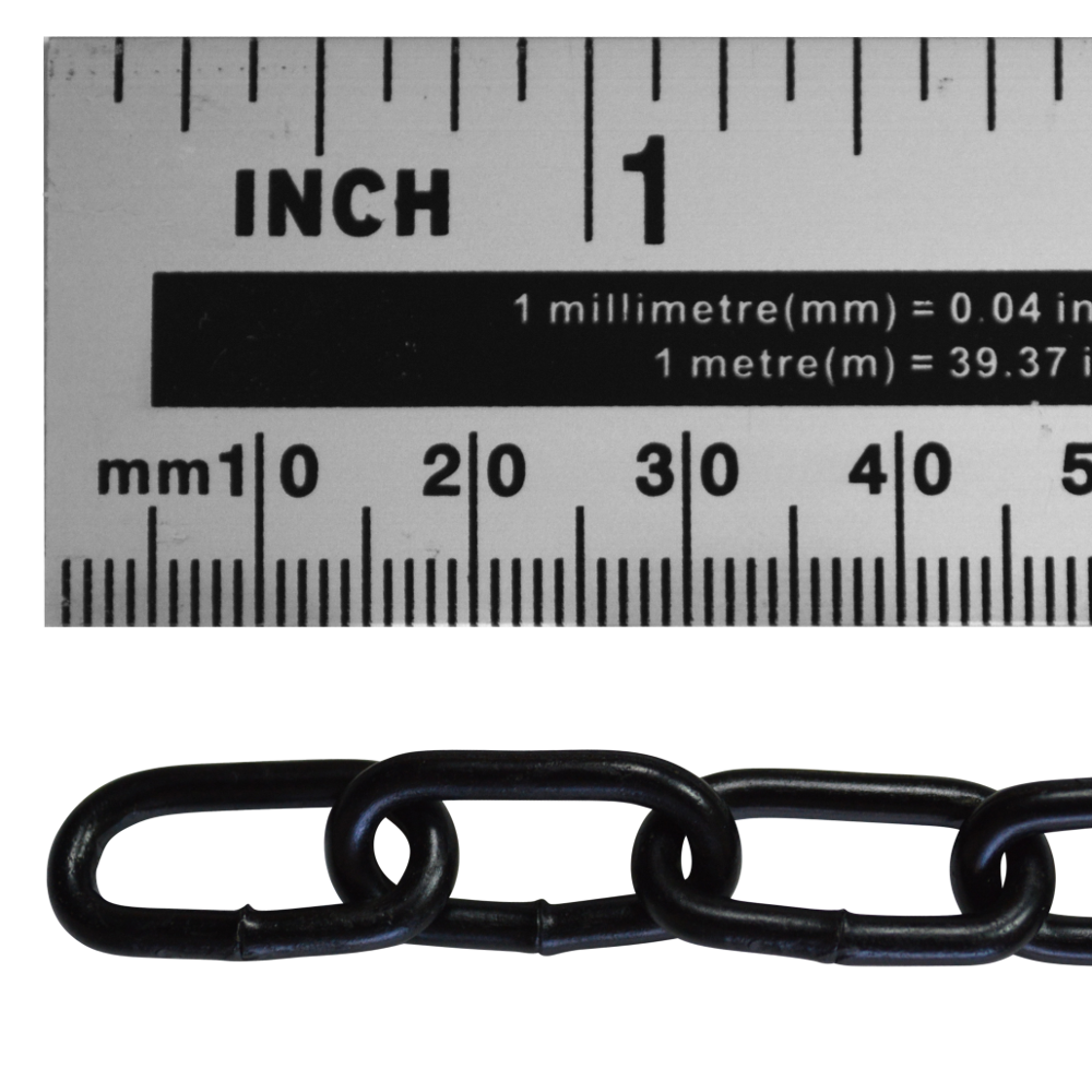 ASEC Steel Welded Chain Black 2.5m Length 2.5mm x 14mm 2.5m - Black