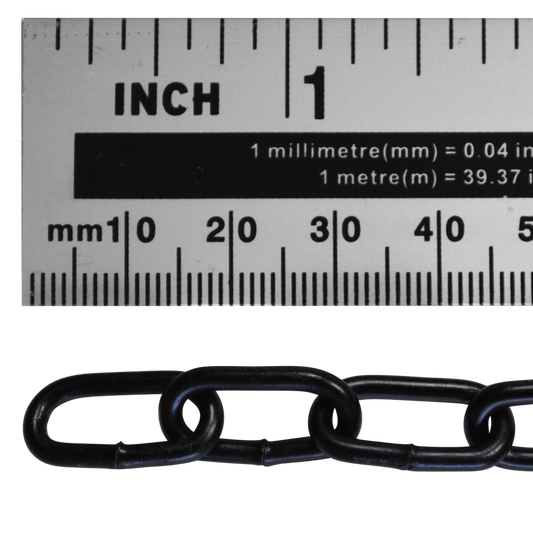 ASEC Steel Welded Chain Black 2.5m Length 2.5mm x 14mm 2.5m - Black